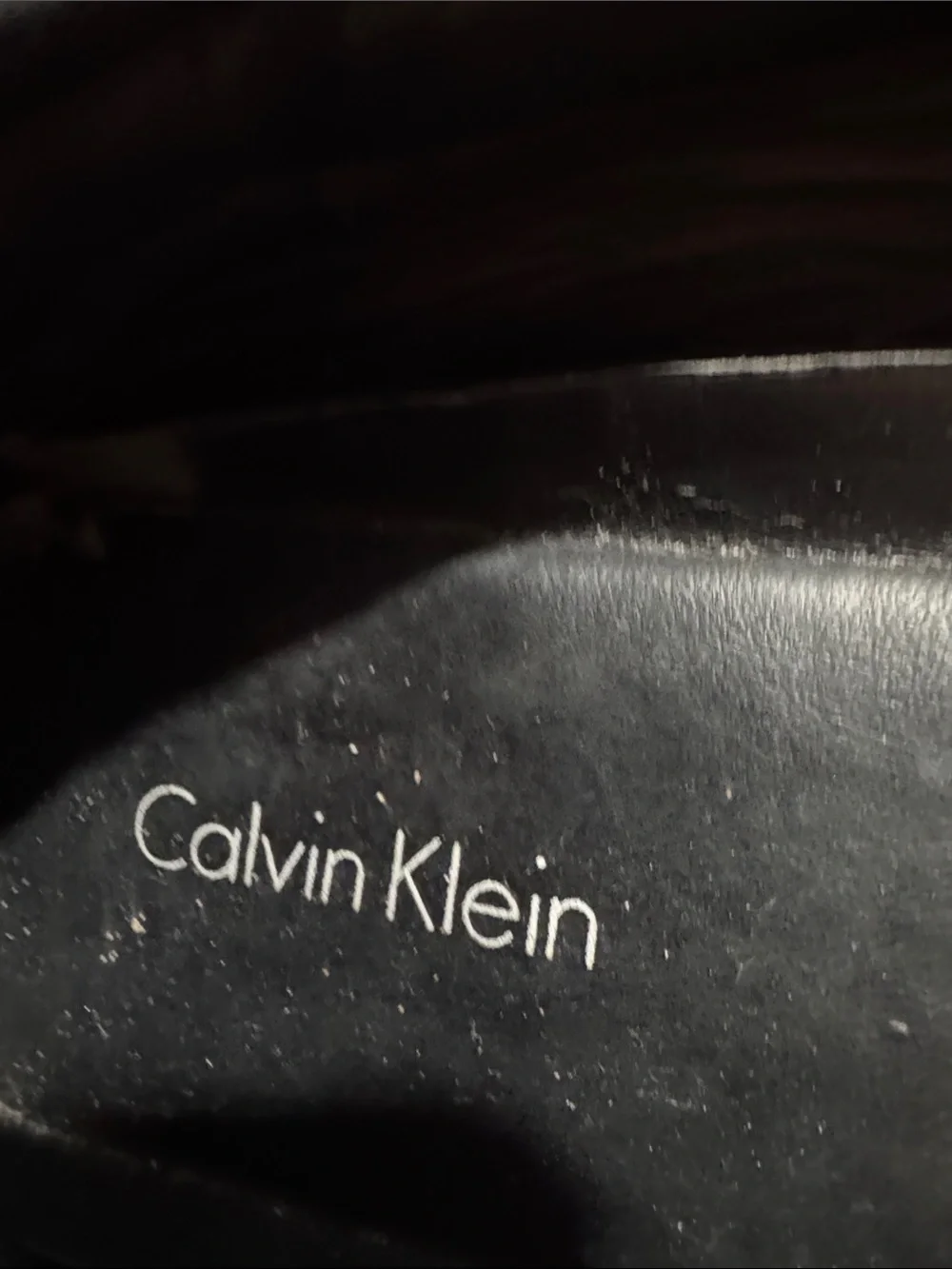 Calvin Klein Black Pebbled Leather Bit-Trim Slip-Ons